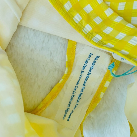 KONA SOL NWT Women's Yellow White Gingham High Waist Full Coverage Bikini Bottom - Picture 8 of 12